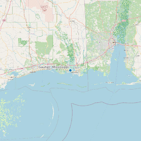 Map of Gautier, Mississippi Tide Prediction Station