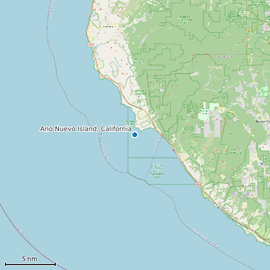 Map of Ano Nuevo Island, California Tide Prediction Station