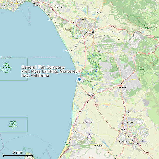 Map of General Fish Company Pier, Moss Landing, Monterey Bay, California Tide Prediction Station