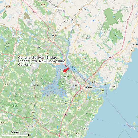 Map of General Sullivan Bridge (depth 3 ft), New Hampshire Current Prediction Station