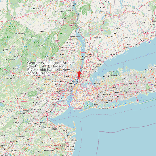 Map of George Washington Bridge (depth 14 ft), Hudson River (midchannel), New York Current Prediction Station
