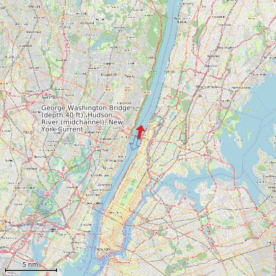 Map of George Washington Bridge (depth 40 ft), Hudson River (midchannel), New York Current Prediction Station