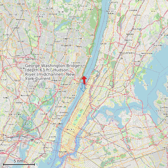 Map of George Washington Bridge (depth 63 ft), Hudson River (midchannel), New York Current Prediction Station