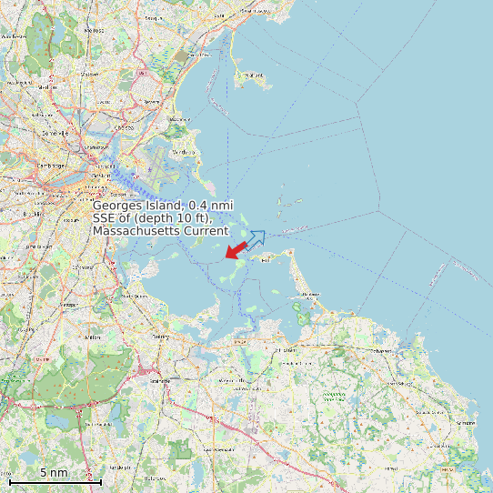 Map of Georges Island, 0.4 nmi SSE of (depth 10 ft), Massachusetts Current Prediction Station