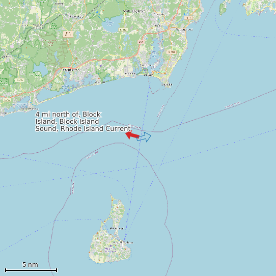 Map of 4 mi north of, Block Island, Block Island Sound, Rhode Island Current Prediction Station