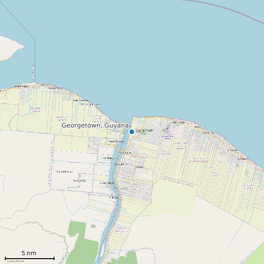 Map of Georgetown, Guyana Tide Prediction Station