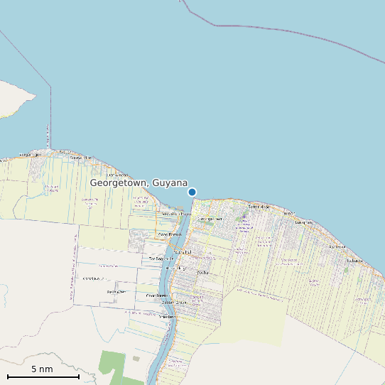 Map of Georgetown, Guyana Tide Prediction Station