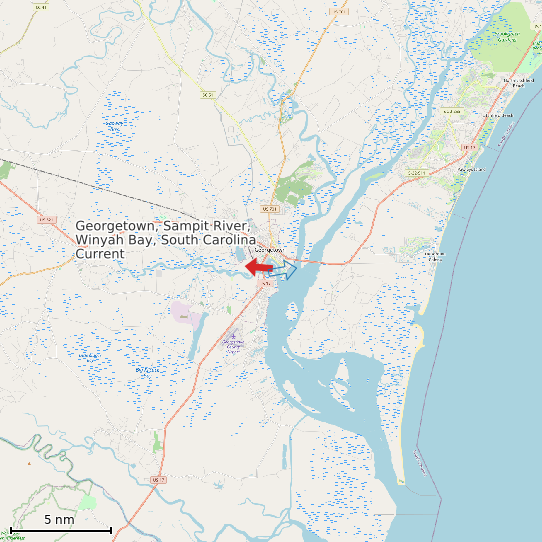 Map of Georgetown, Sampit River, Winyah Bay, South Carolina Current Prediction Station