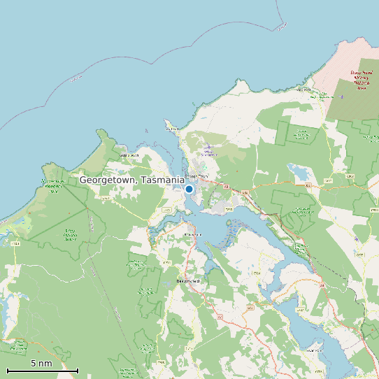 Map of Georgetown, Tasmania Tide Prediction Station