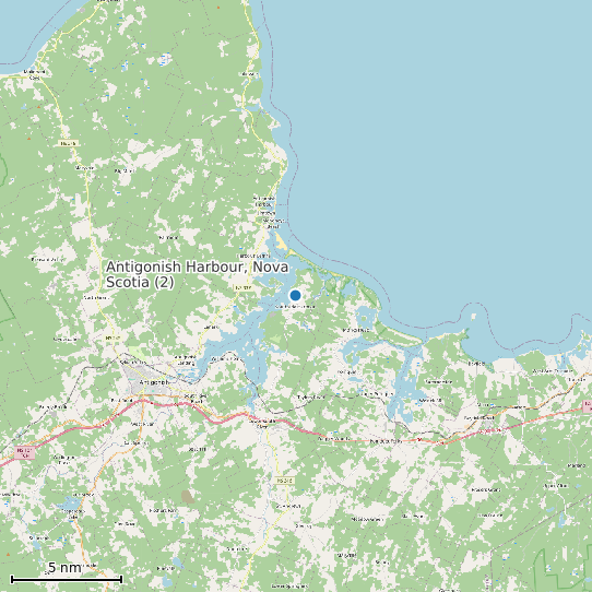 Map of Antigonish Harbour, Nova Scotia (2) Tide Prediction Station