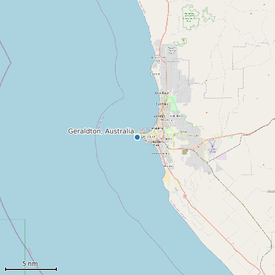 Map of Geraldton, Australia Tide Prediction Station