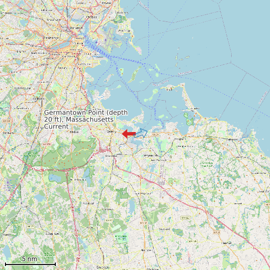 Map of Germantown Point (depth 20 ft), Massachusetts Current Prediction Station