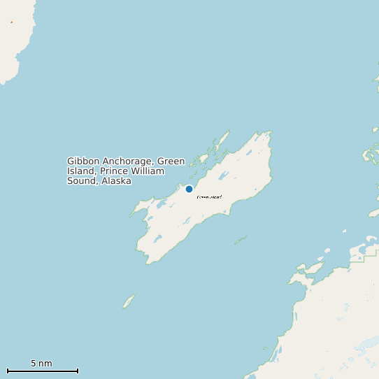 Map of Gibbon Anchorage, Green Island, Prince William Sound, Alaska Tide Prediction Station