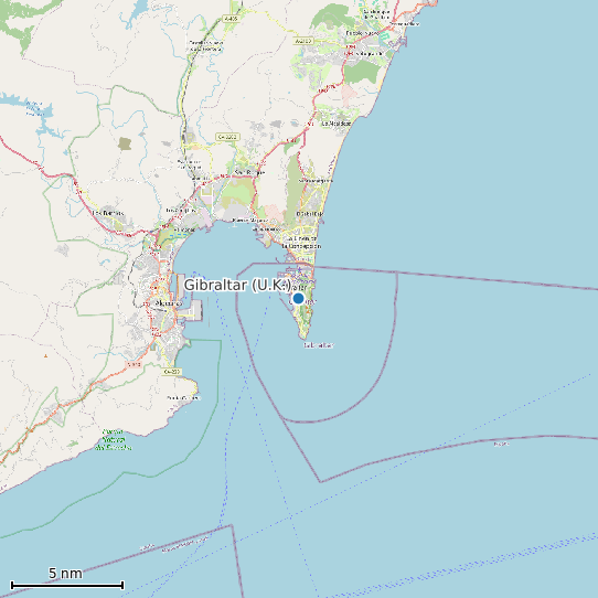 Map of Gibraltar (U.K.) Tide Prediction Station