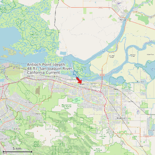 Map of Antioch Point (depth 48 ft), San Joaquin River, California Current Prediction Station