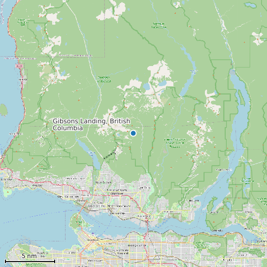 Map of Gibsons Landing, British Columbia Tide Prediction Station