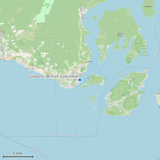 Map of Gibsons, British Columbia Tide Prediction Station