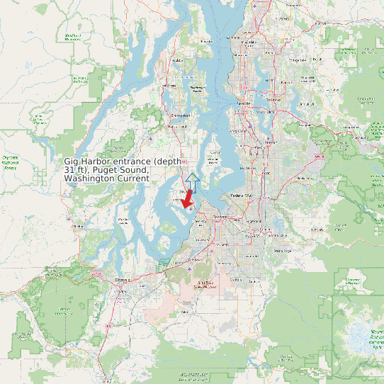 Map of Gig Harbor entrance (depth 31 ft), Puget Sound, Washington Current Prediction Station