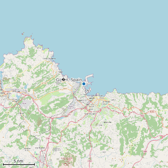 Map of Gij�n, Spain Tide Prediction Station