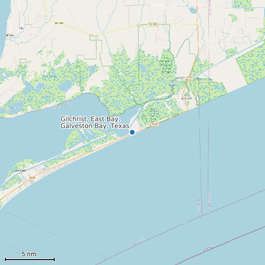 Map of Gilchrist, East Bay, Galveston Bay, Texas Tide Prediction Station
