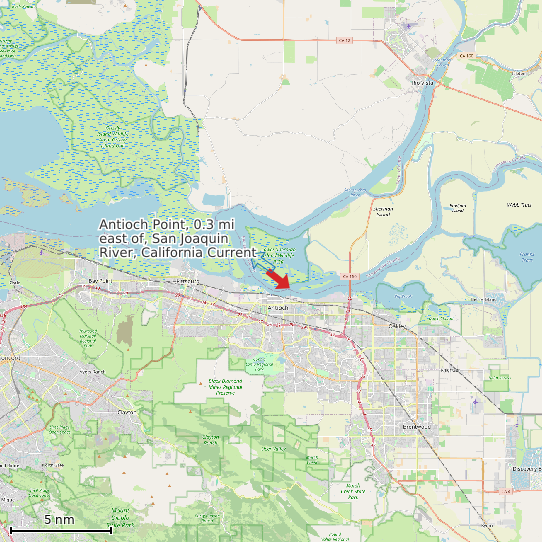 Map of Antioch Point, 0.3 mi east of, San Joaquin River, California Current Prediction Station