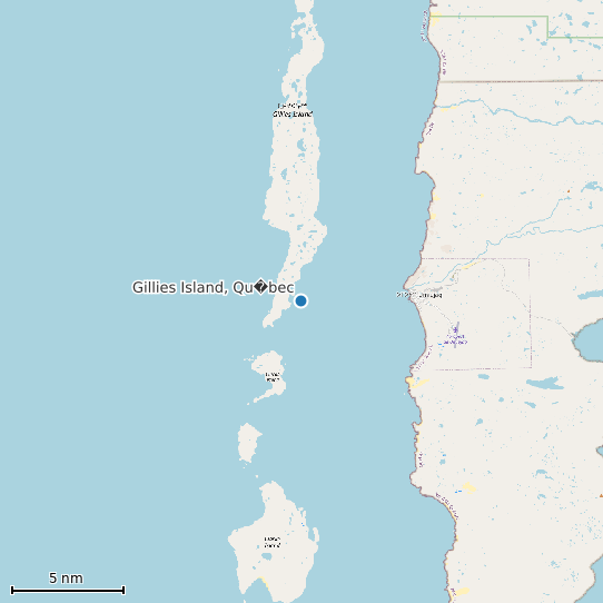 Map of Gillies Island, Qu�bec Tide Prediction Station