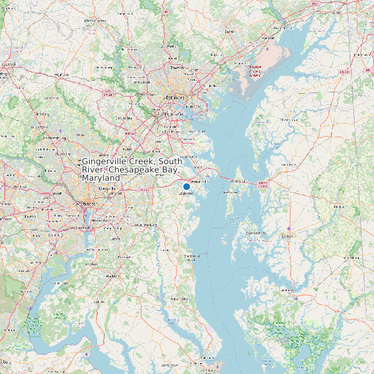 Map of Gingerville Creek, South River, Chesapeake Bay, Maryland Tide Prediction Station