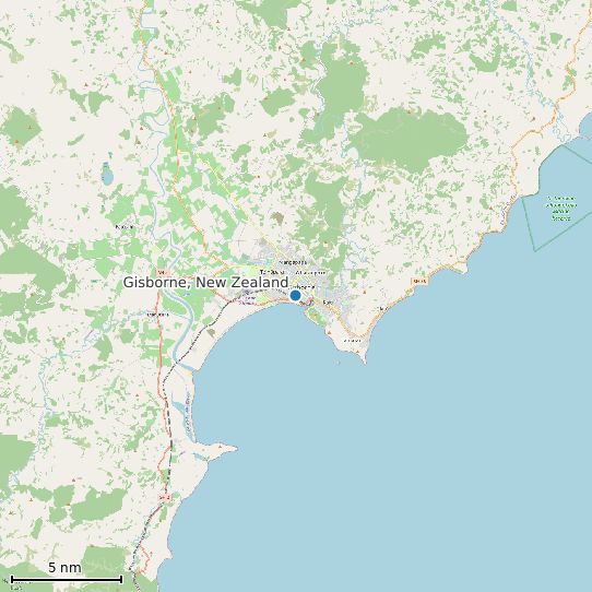 Map of Gisborne, New Zealand Tide Prediction Station