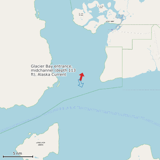 Map of Glacier Bay entrance, midchannel (depth 113 ft), Alaska Current Prediction Station