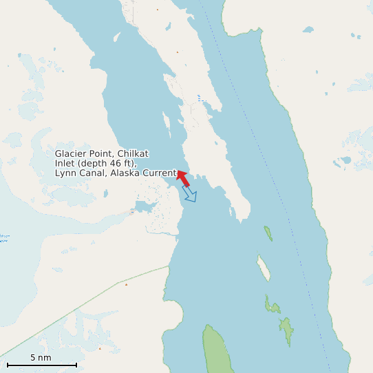 Map of Glacier Point, Chilkat Inlet (depth 46 ft), Lynn Canal, Alaska Current Prediction Station