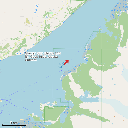 Map of Glacier Spit (depth 146 ft), Cook Inlet, Alaska Current Prediction Station