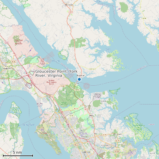 Map of Gloucester Point, York River, Virginia Tide Prediction Station
