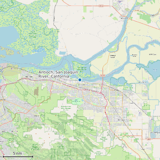 Map of Antioch, San Joaquin River, California Tide Prediction Station