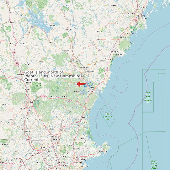 Goat Island, north of (depth 15 ft), New Hampshire Current map