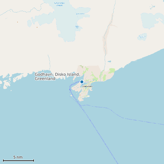 Map of Godhavn, Disko Island, Greenland Tide Prediction Station