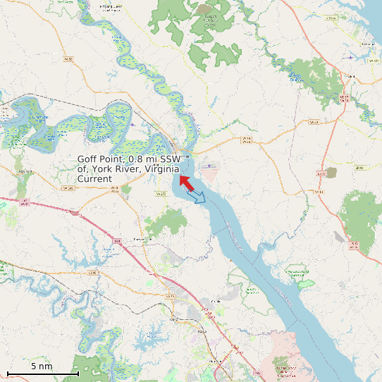 Map of Goff Point, 0.8 mi SSW of, York River, Virginia Current Prediction Station