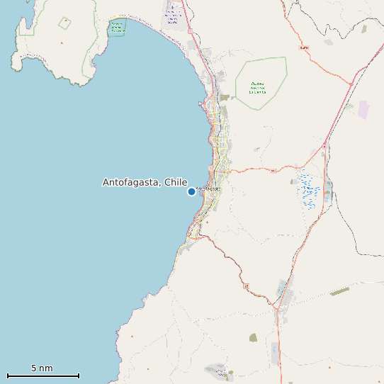 Map of Antofagasta, Chile Tide Prediction Station