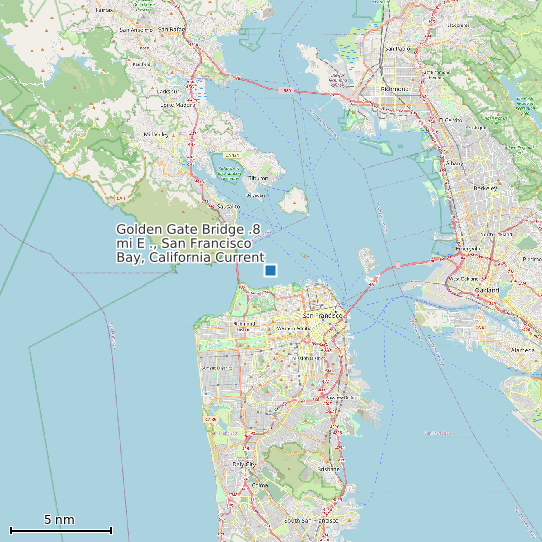 Map of Golden Gate Bridge .8 mi E ., San Francisco Bay, California Current Prediction Station