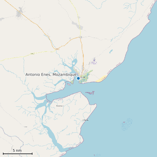 Map of Antonio Enes, Mozambique Tide Prediction Station