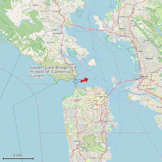 Map of Golden Gate Bridge, 0.8 mi east of, California Current Prediction Station