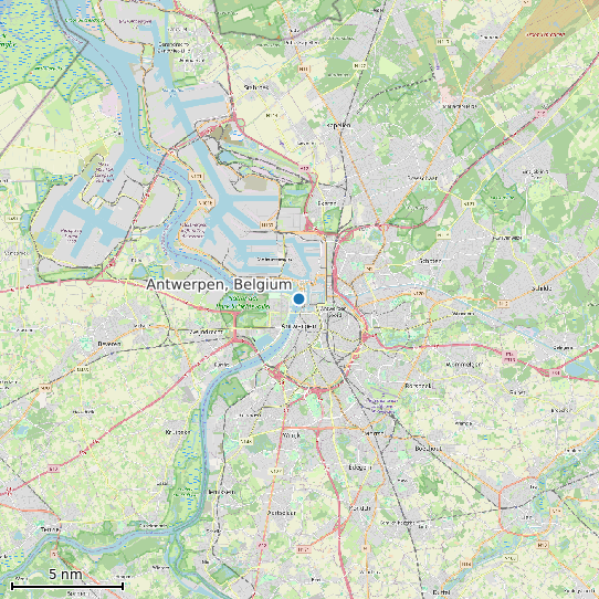 Map of Antwerpen, Belgium Tide Prediction Station
