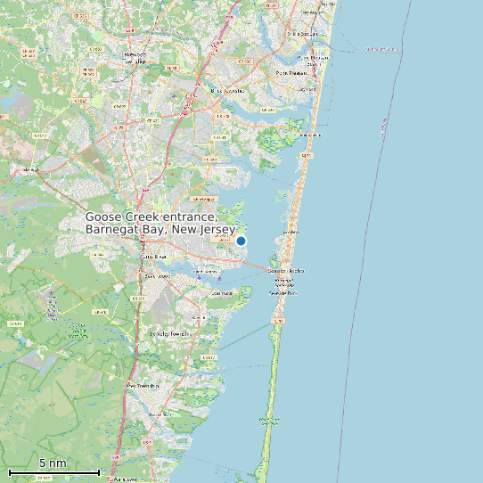 Map of Goose Creek entrance, Barnegat Bay, New Jersey Tide Prediction Station