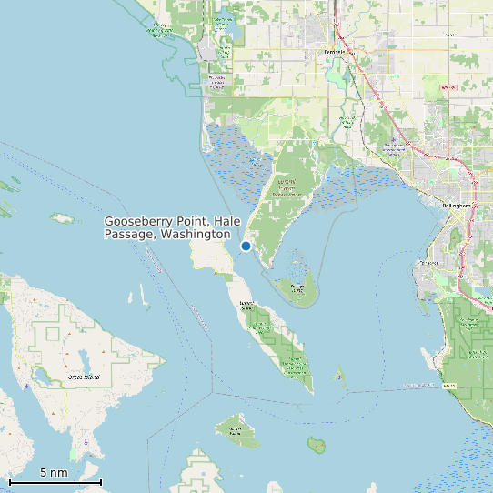 Map of Gooseberry Point, Hale Passage, Washington Tide Prediction Station
