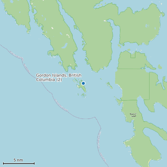 Map of Gordon Islands, British Columbia (2) Tide Prediction Station