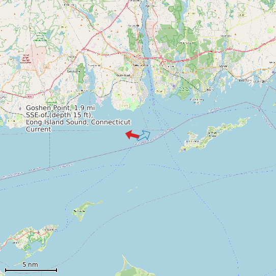 Map of Goshen Point, 1.9 mi SSE of (depth 15 ft), Long Island Sound, Connecticut Current Prediction Station