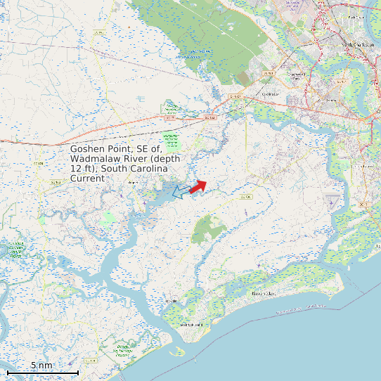 Map of Goshen Point, SE of, Wadmalaw River (depth 12 ft), South Carolina Current Prediction Station