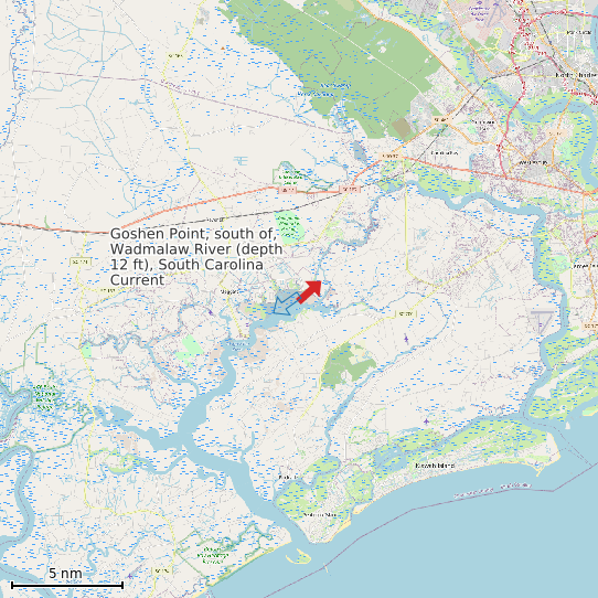 Map of Goshen Point, south of, Wadmalaw River (depth 12 ft), South Carolina Current Prediction Station