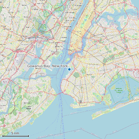 Map of Gowanus Bay, New York Tide Prediction Station