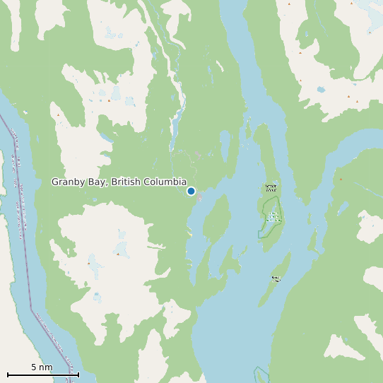 Map of Granby Bay, British Columbia Tide Prediction Station
