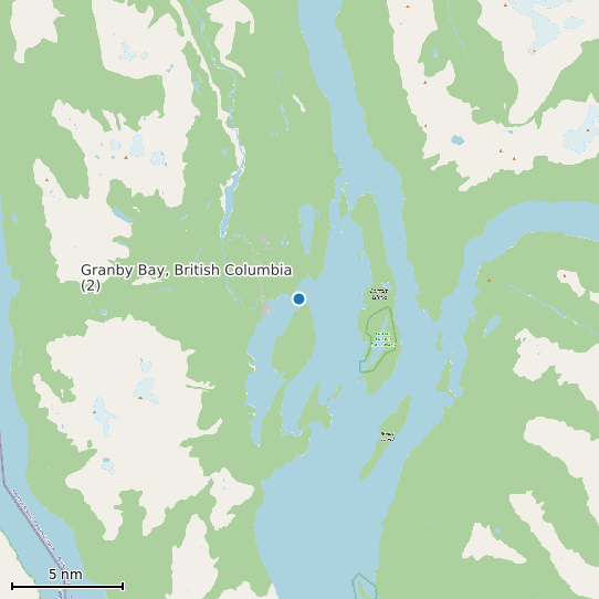 Map of Granby Bay, British Columbia (2) Tide Prediction Station